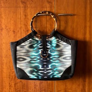 Large Beach Bag with Faux Bamboo Handles